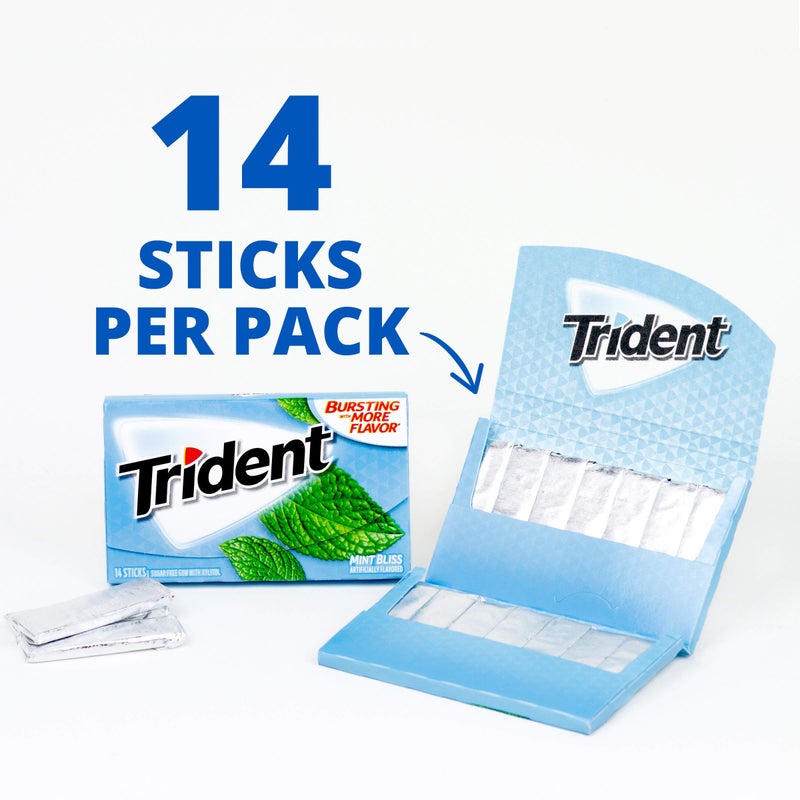 Trident علكة تريندنت بنكهة النعناع الخالية من السكر، 12 عبوة تحتوي على 14 قطعة (إجمالي 168 قطعة) - Image 3